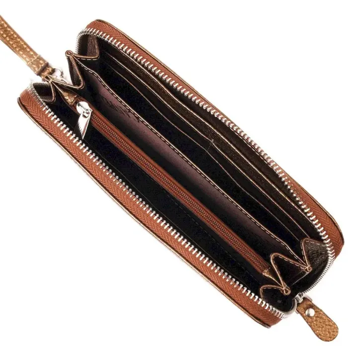 Неповторний гаманець з відливом для жінок з натуральної шкіри CANPELLINI 21614 Коричневий