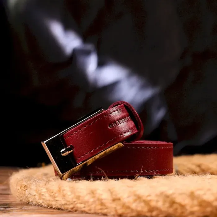 Неповторний жіночий ремінь із натуральної шкіри Grande Pelle 21447 Бордовий