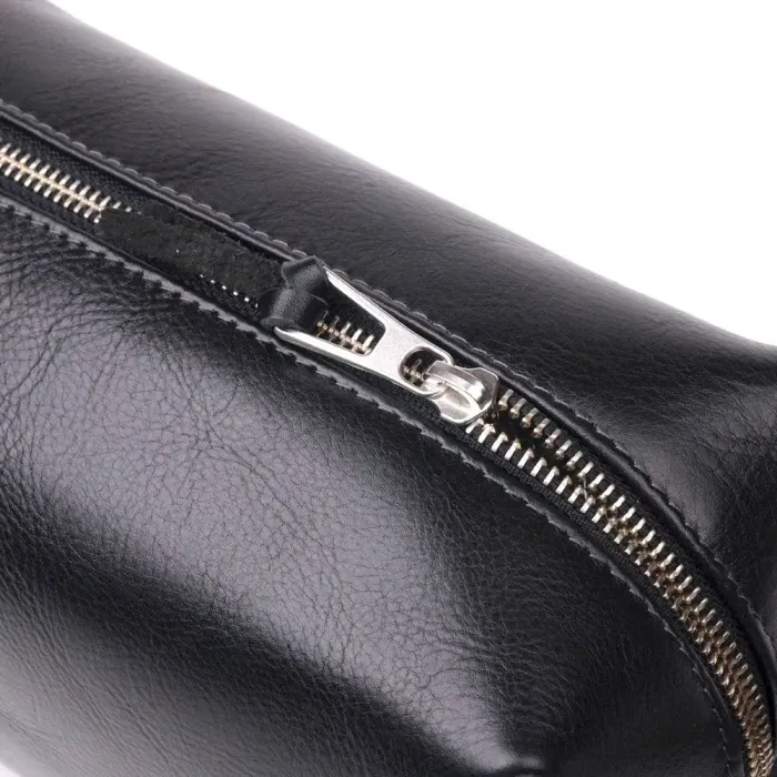 Нессесер мужской большого размера из гладкой кожи на молнии Украина GRANDE PELLE 16767 Черный