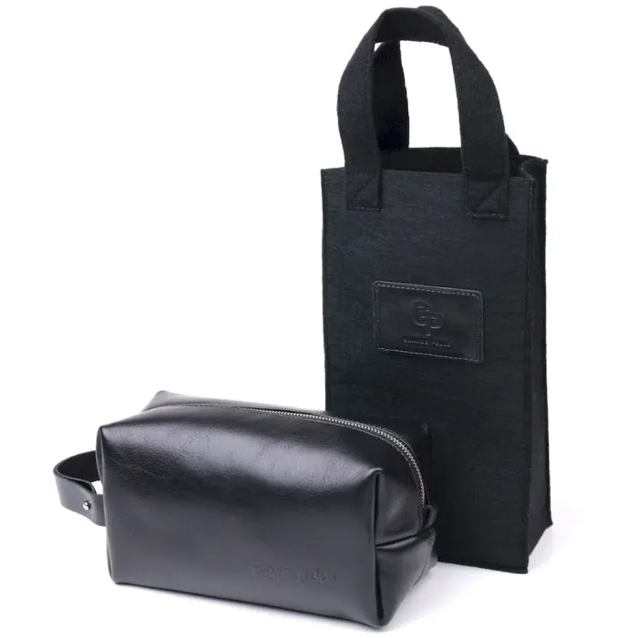 Нессесер мужской большого размера из гладкой кожи на молнии Украина GRANDE PELLE 16767 Черный