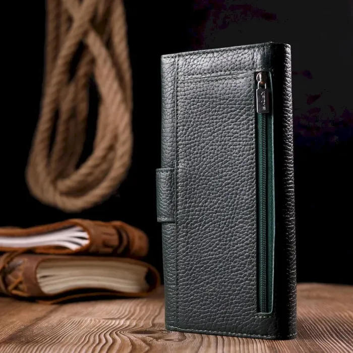 Невероятный женский кошелек из натуральной кожи KARYA 21027 Зеленый