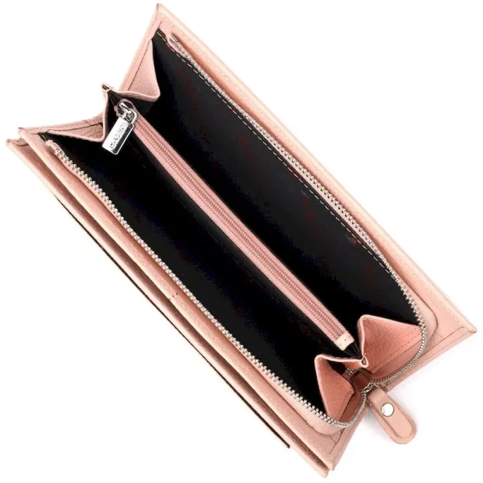 Ніжний жіночий горизонтальний гаманець із натуральної шкіри KARYA 21094 Пудровий