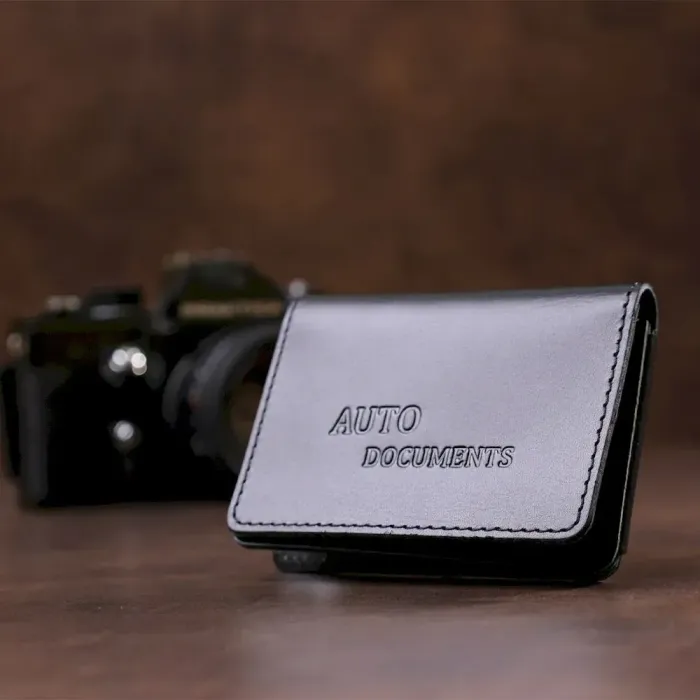 Обкладинка для авто документів на 3 слоти шкіряна Shvigel 13966 Чорна