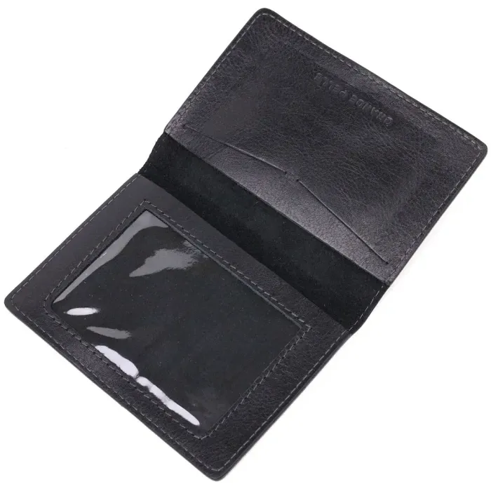 Обложка из глянцевой кожи на военный билет Тризуб ЗСУ GRANDE PELLE 16746 Черная