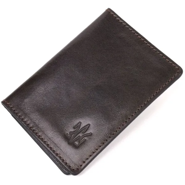 Обкладинка з глянсової шкіри на військовий квиток Тризуб ЗСУ GRANDE PELLE 16748 Коричнева