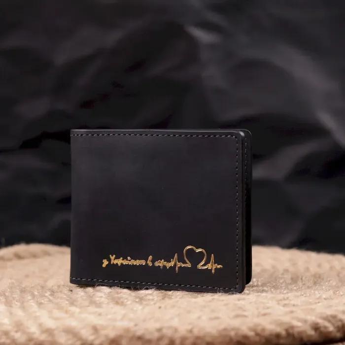 Обкладинка із вінтажної шкіри для посвідчення учасника бойових дій Серце GRANDE PELLE 16757 Чорна