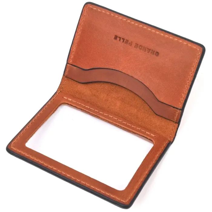 Обложка на автодокументы в винтажной коже Сердце GRANDE PELLE 16704 Светло-коричневая