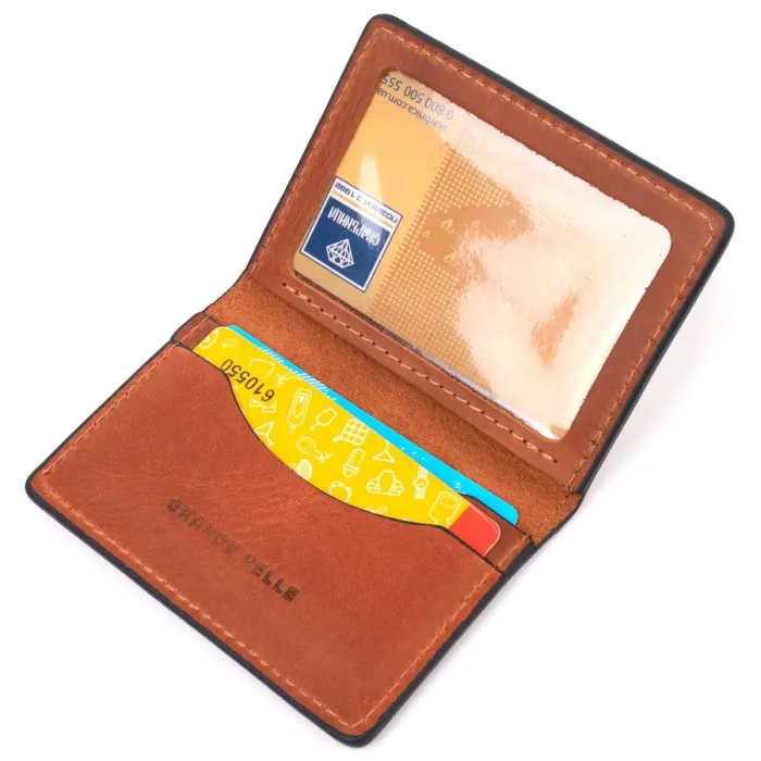 Обложка на автодокументы в винтажной коже Сердце GRANDE PELLE 16704 Светло-коричневая