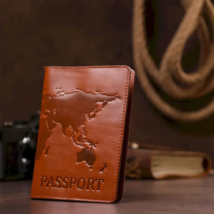 Обкладинка на паспорт Shvigel 13919 Коричнева шкіряна