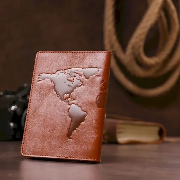 Обкладинка на паспорт Shvigel 13919 Коричнева шкіряна