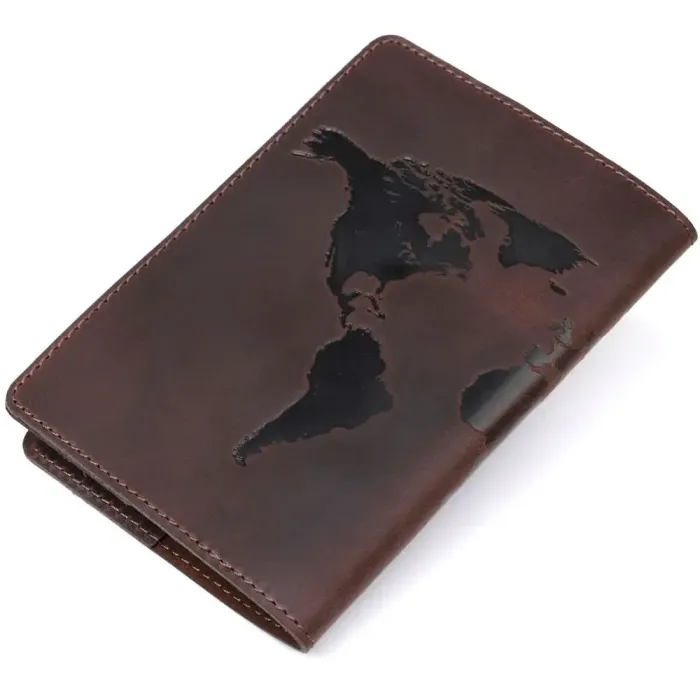 Обкладинка на паспорт Shvigel 13954 матова шкіряна Коричнева