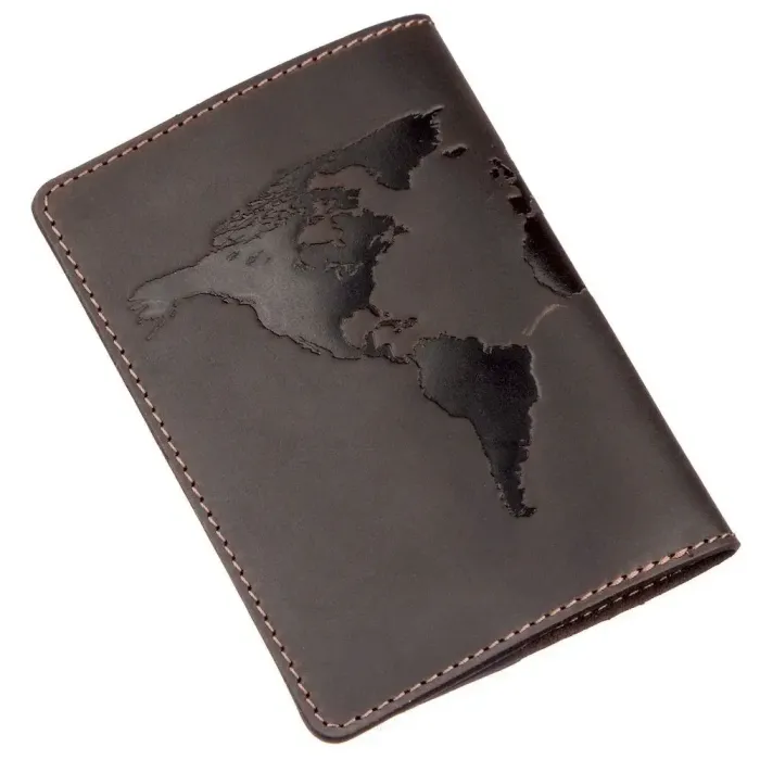 Обкладинка на паспорт Shvigel 13954 матова шкіряна Коричнева