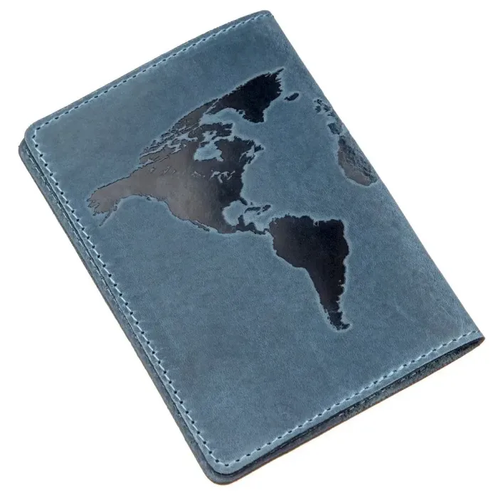 Обкладинка на паспорт Shvigel 13956 матова шкіряна Синя