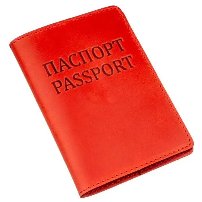 Обкладинка на паспорт Shvigel 13959 Crazy шкіряна Червона
