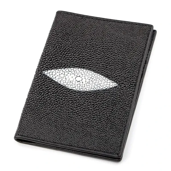 Обкладинка на паспорт STINGRAY LEATHER 18270 із натуральної шкіри морського ската Чорний