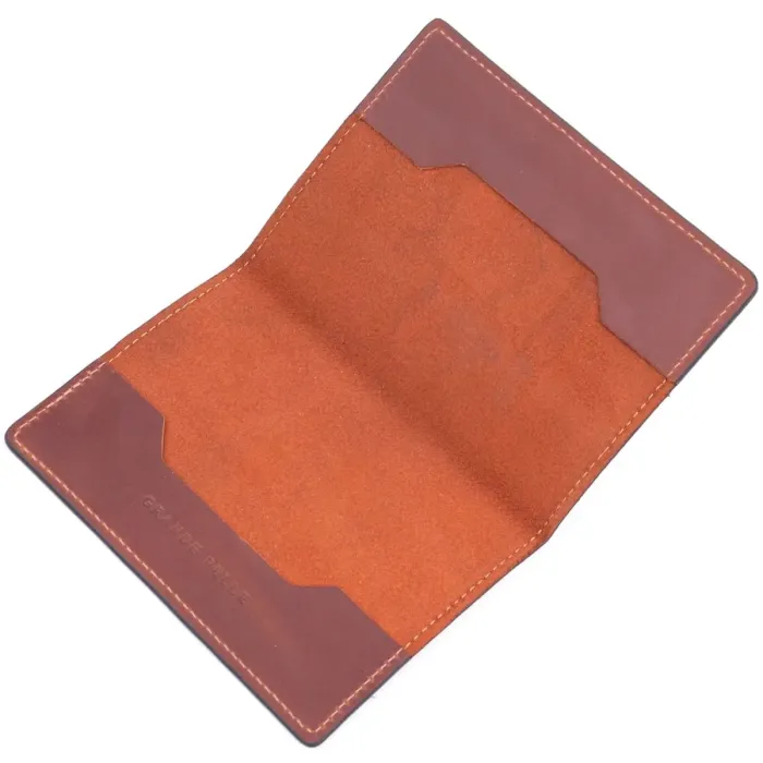 Обложка на паспорт в винтажной коже Карта GRANDE PELLE 16772 Светло-коричневая