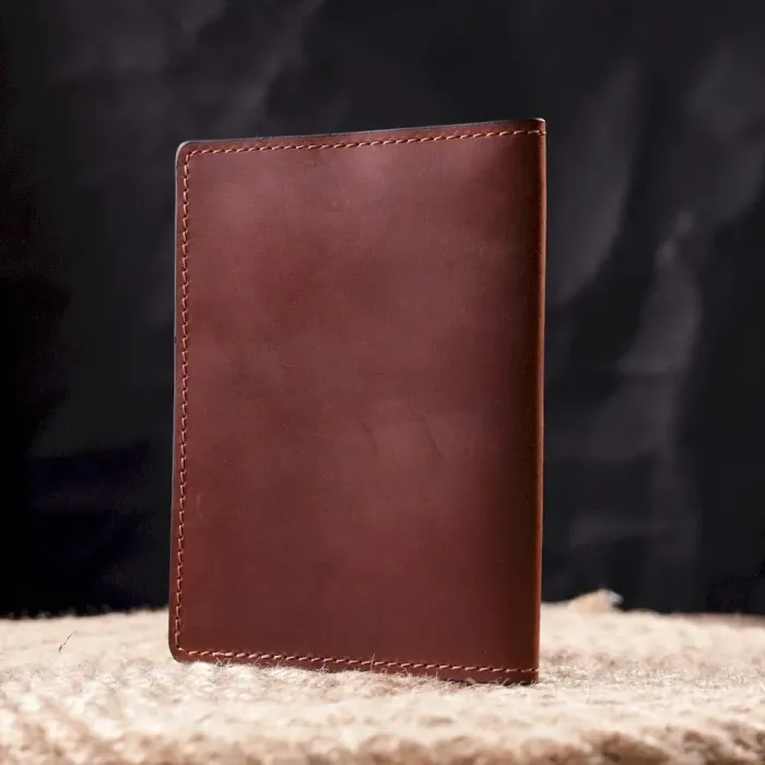 Обложка на паспорт в винтажной коже Карта GRANDE PELLE 16772 Светло-коричневая