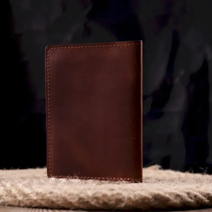 Обложка на военный билет в винтажной коже Карта GRANDE PELLE 16782 Светло-коричневая