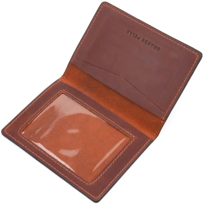 Обложка на военный билет в винтажной коже Карта GRANDE PELLE 16782 Светло-коричневая