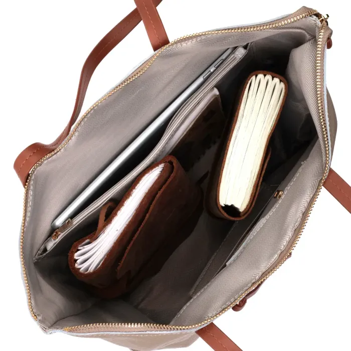 Оригінальна двокольорова сумка жіноча з натуральної шкіри Vintage 22304 Бежева