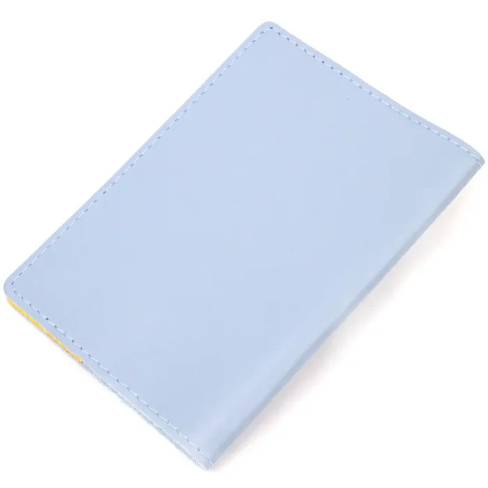 Оригінальна шкіряна обкладинка на паспорт комбі двох кольорів Серце GRANDE PELLE 16729 Жовто-блакитна