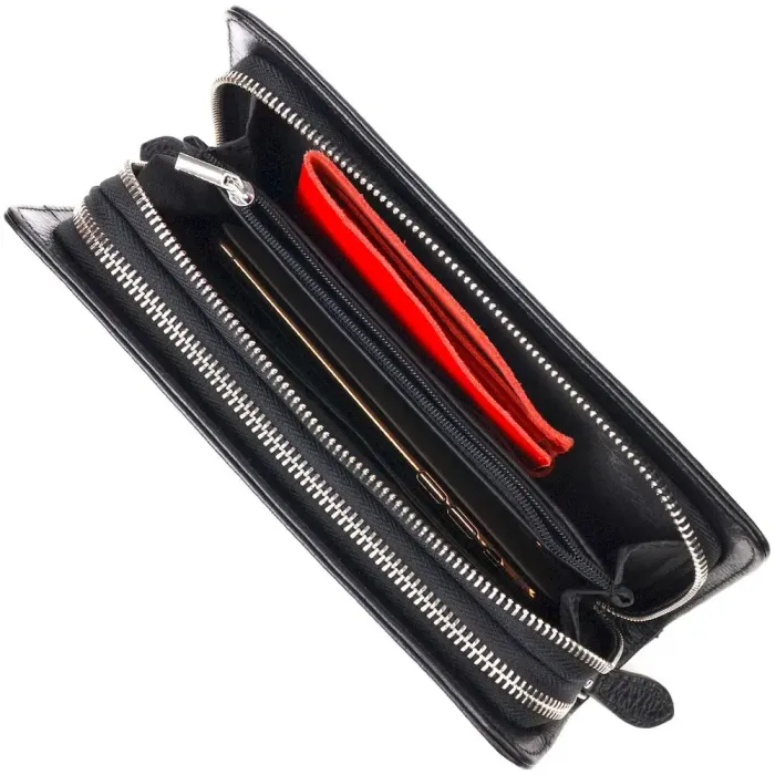 Оригінальна чоловіча барсетка на два відділення з натуральної зернистої шкіри CANPELLINI 21567 Чорна