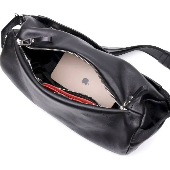 Оригінальна сумка через плече із натуральної шкіри GRANDE PELLE 11649 Чорна