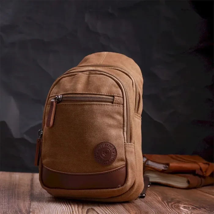 Оригінальна сумка для чоловіків через плече з ущільненою спинкою Vintagе 22177 Коричневий
