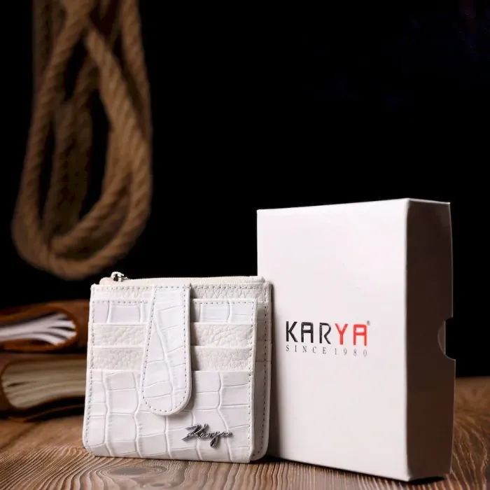 Оригінальна візитниця з натуральної фактурної шкіри KARYA 20995 Білий