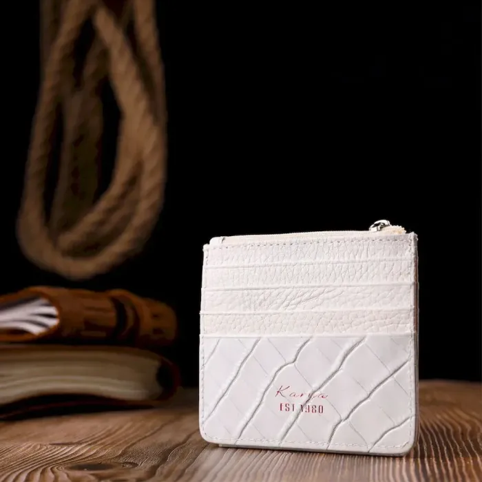Оригінальна візитниця з натуральної фактурної шкіри KARYA 20995 Білий