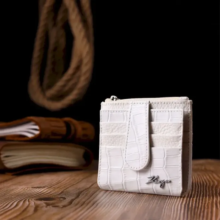 Оригінальна візитниця з натуральної фактурної шкіри KARYA 20995 Білий