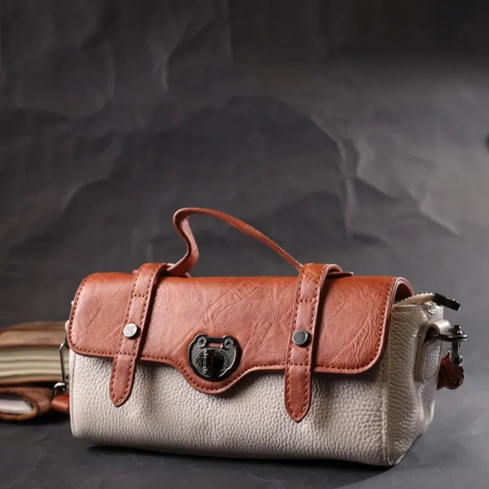 Оригінальна жіноча сумка у вінтажному стилі з натуральної шкіри Vintage 22350 Біла