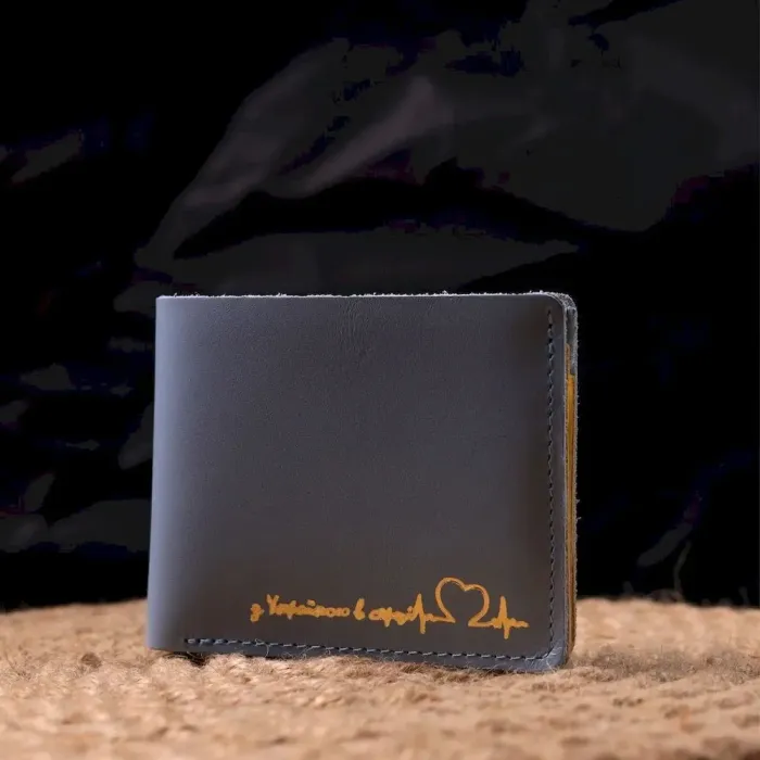 Оригінальне шкіряне портмоне у два додавання комбі двох кольорів Серце GRANDE PELLE 16732 Жовто-блакитне