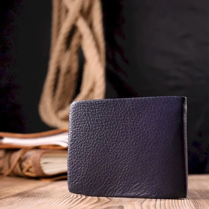 Оригінальне чоловіче портмоне із зернистої шкіри KARYA 21062 Синій
