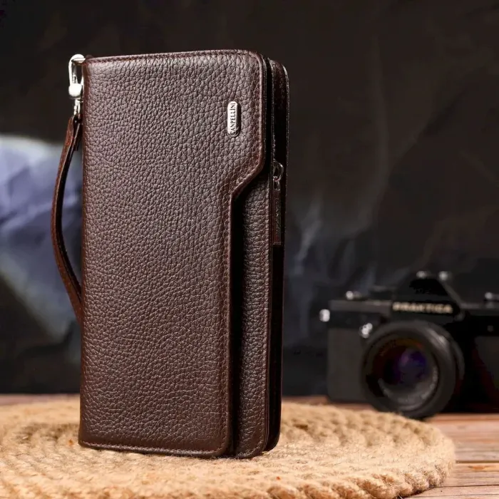 Оригінальне портмоне клатч із натуральної шкіри CANPELLINI 21537 Коричневе