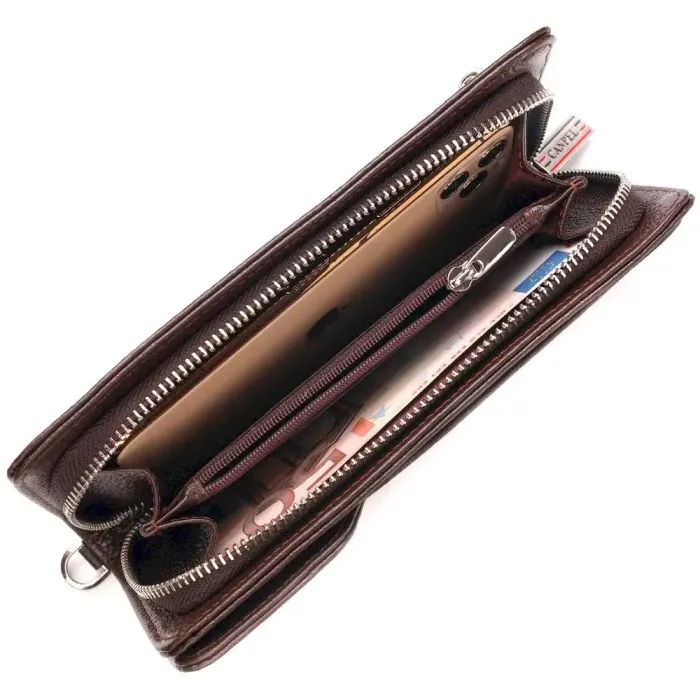Оригінальне портмоне клатч із натуральної шкіри CANPELLINI 21537 Коричневе