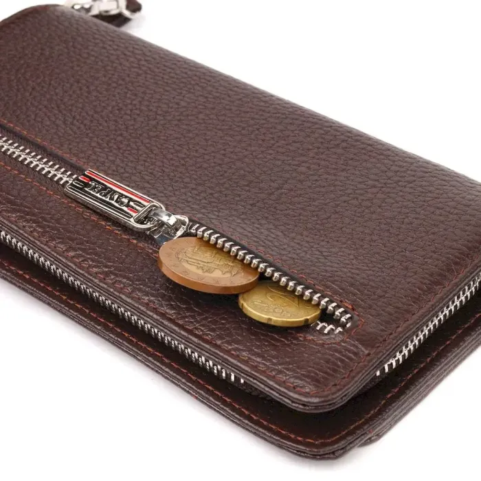 Оригінальне портмоне клатч із натуральної шкіри CANPELLINI 21537 Коричневе