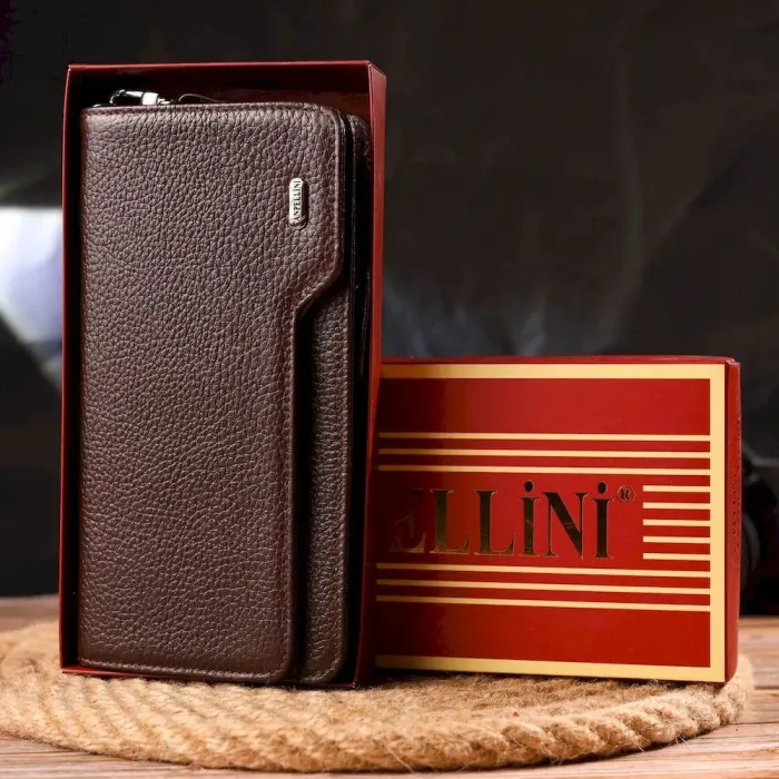 Оригінальне портмоне клатч із натуральної шкіри CANPELLINI 21537 Коричневе