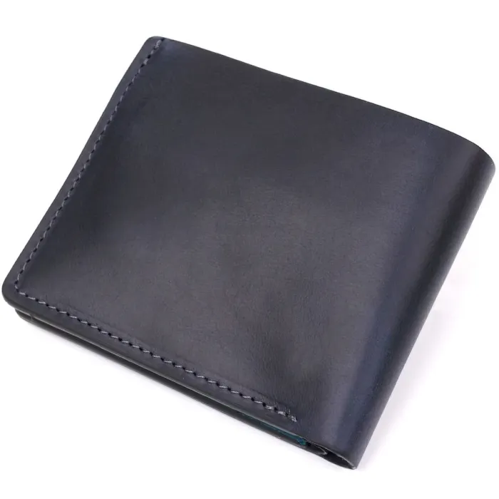 Оригінальне портмоне комбі двох кольорів унісекс на магніті GRANDE PELLE 11210 Синє