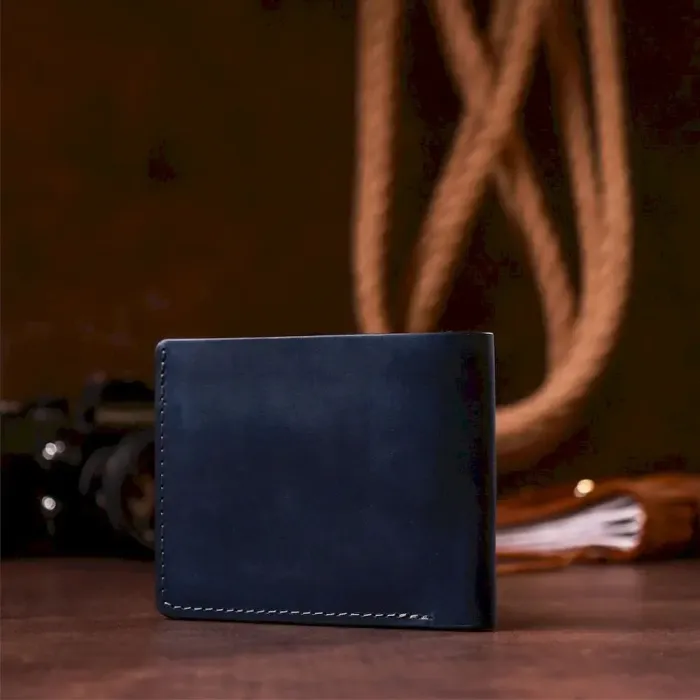 Оригінальне портмоне комбі двох кольорів унісекс на магніті GRANDE PELLE 11210 Синє