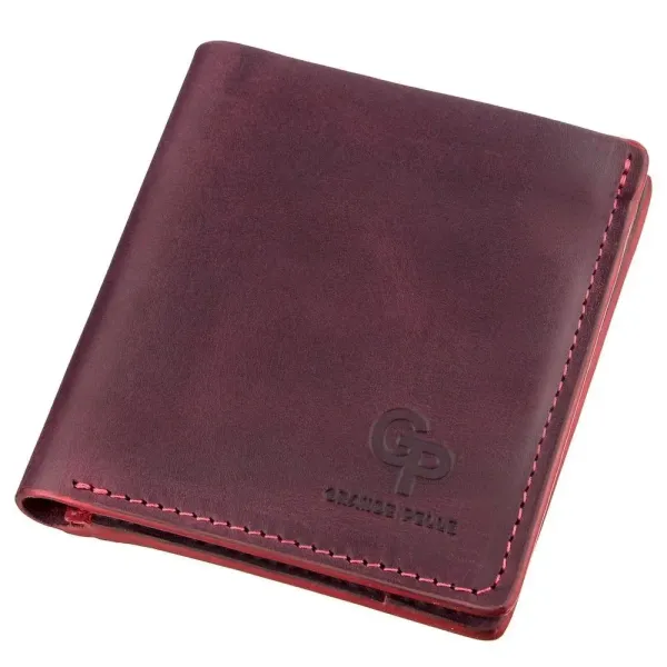 Оригінальне портмоне жіноче з накладною монетницею GRANDE PELLE 11225 Бордове