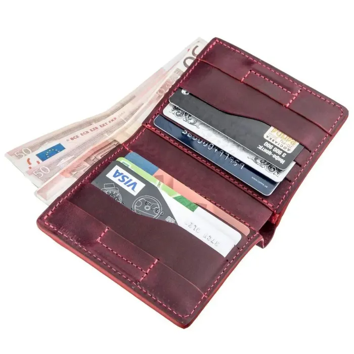 Оригінальне портмоне жіноче з накладною монетницею GRANDE PELLE 11225 Бордове