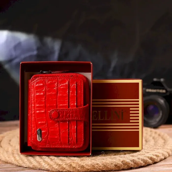 Оригинальное женское портмоне из натуральной фактурной кожи CANPELLINI 21489 Красное