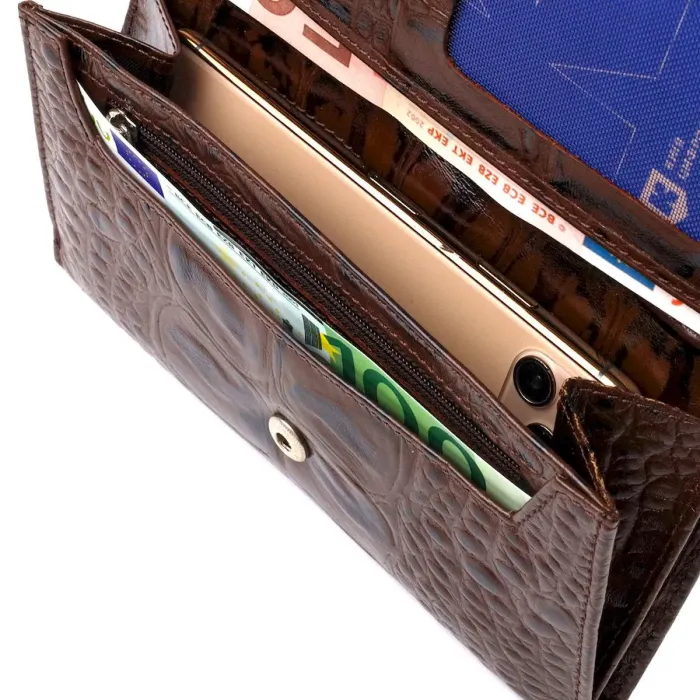 Оригінальне жіноче портмоне з натуральної шкіри з тисненням під крокодила CANPELLINI 21848