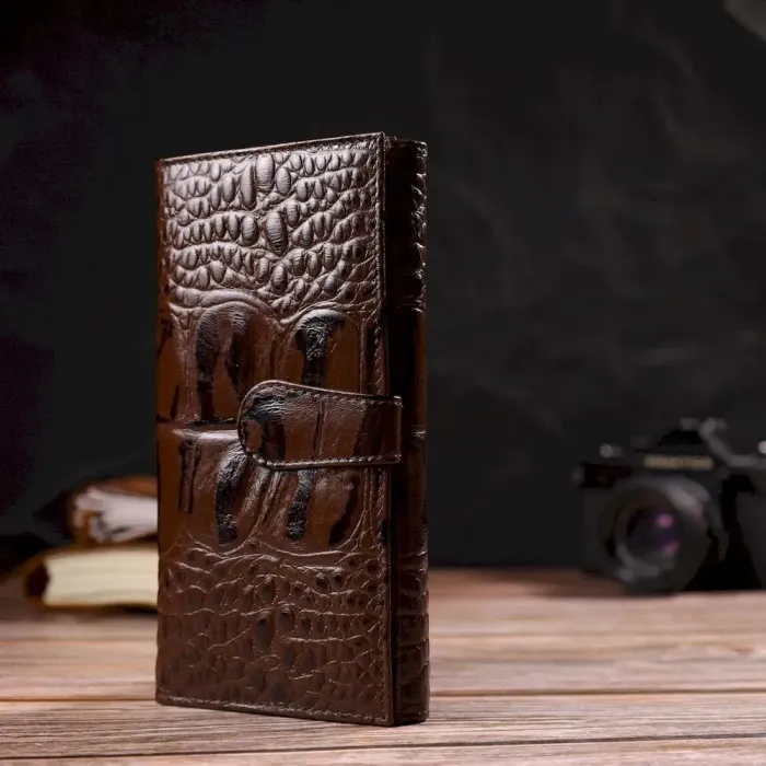 Оригінальне жіноче портмоне з натуральної шкіри з тисненням під крокодила CANPELLINI 21848