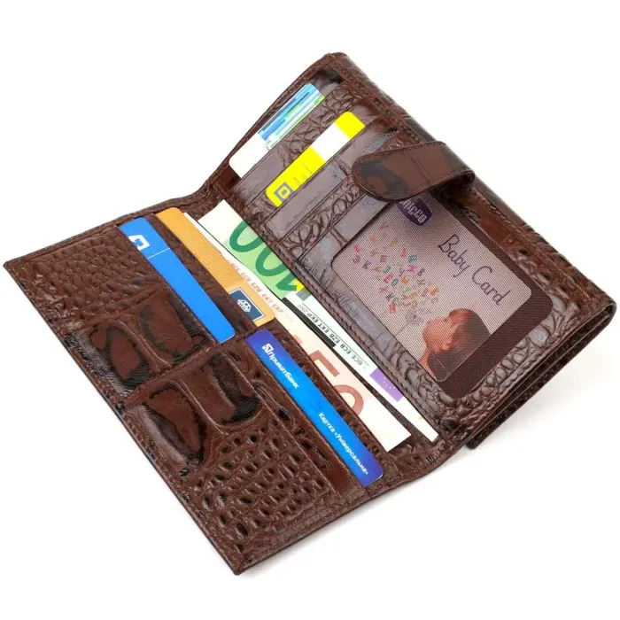 Оригінальне жіноче портмоне з натуральної шкіри з тисненням під крокодила CANPELLINI 21848