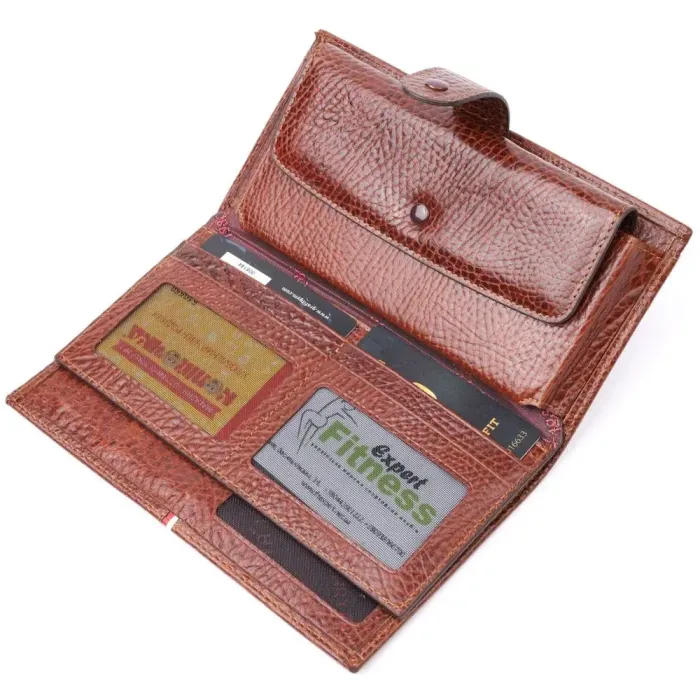 Оригінальний клатч із натуральної шкіри KARYA 21180 Коричневий