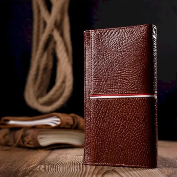 Оригінальний клатч із натуральної шкіри KARYA 21180 Коричневий