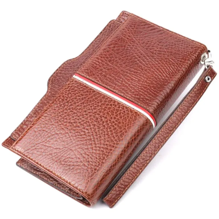 Оригінальний клатч із натуральної шкіри KARYA 21180 Коричневий