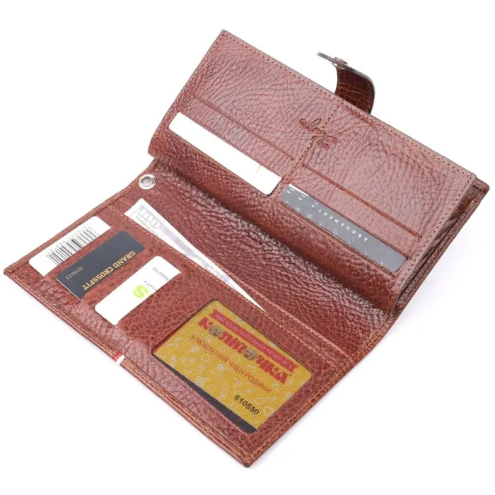 Оригінальний клатч із натуральної шкіри KARYA 21180 Коричневий